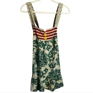 Scrapbook mixed media retro cottagecore swing tank mini dress size Medium chic